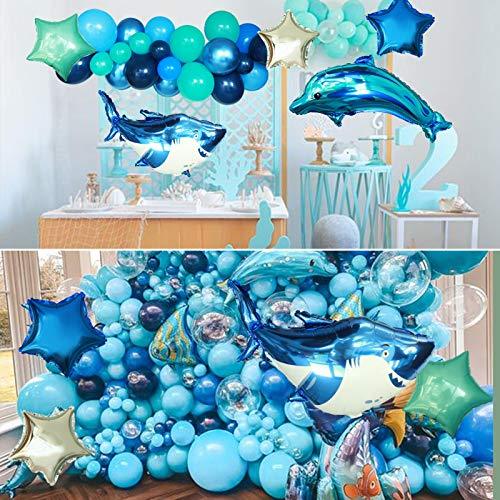60PCS Ocean Balloons Arch Birthday Party Decorations with Stars Shark Dolphin Foil Balloons for Under the Sea Decorations - Decotree.co Online Shop