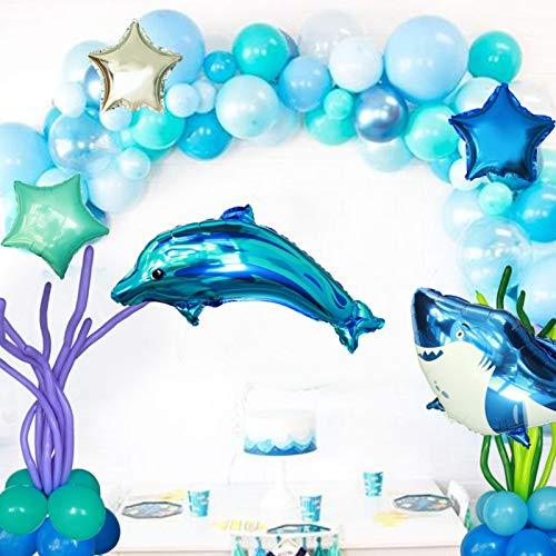 60PCS Ocean Balloons Arch Birthday Party Decorations with Stars Shark Dolphin Foil Balloons for Under the Sea Decorations - Decotree.co Online Shop
