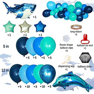 60PCS Ocean Balloons Arch Birthday Party Decorations with Stars Shark Dolphin Foil Balloons for Under the Sea Decorations - Decotree.co Online Shop