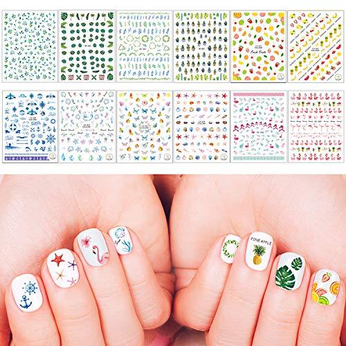 1000+ Mixed Nail Art Stickers 3D Self-Adhesive Leaves Stickers - Decotree.co Online Shop