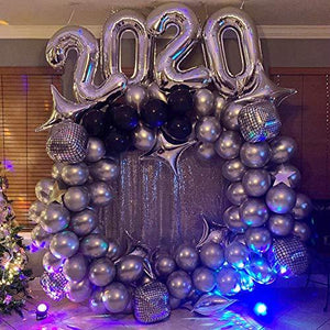 139pcs Black Silver Balloon Garland Arch Kit, 4D Disco Foil Balloons Silver Metallic Balloons Party Decorations - Decotree.co Online Shop