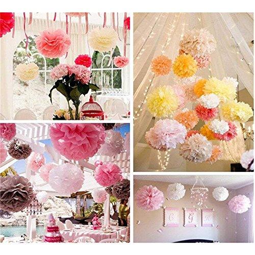 Paper Pom Poms Color Tissue Flowers Birthday Celebration Wedding Party Halloween Christmas Outdoor Decoration,18 pcs of 10 12 14 Inch - Decotree.co Online Shop