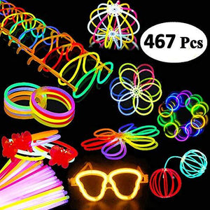 467Pcs Glow Sticks Glow Party Favors for Kids/Adults: 200 Glowsticks Party Packs 7 colors & Connectors for Glow Necklace, Flower Balls, Luminous Glasses and Triple/Butterfly Bracelets - Decotree.co Online Shop
