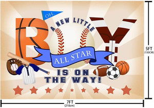 Sports Baby Shower Party Decoration backdrop for Boy Football Baseball Basketball Sport Theme Party - Decotree.co Online Shop