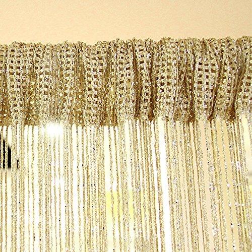 1x2 M Door String Curtain Rare Flat Silver Ribbon Thread Fringe Window Panel Room Divider Cute Strip Tassel for Wedding Coffee House Restaurant Parts, Gold - Decotree.co Online Shop