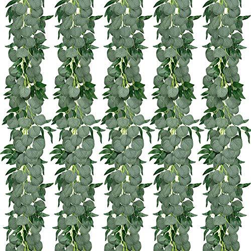 5 Pack 5.9ft Artificial Eucalyptus Garland with Willow Leaves Greenery Vines Hanging Plants for Wedding Party - Decotree.co Online Shop