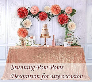 20 PCS Rose Gold Party Decorations - Metallic Foil and Tissue Paper Pom Poms - Birthday Party Decoration - Baby Shower - Bridal Shower - Bachelorette - 14", 10", 8", 6" - Decotree.co Online Shop