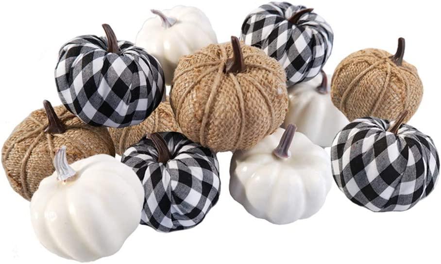 12pcs Mixed Artificial Pumpkins Fake Harvest Pumpkins for Fall Wedding Decor - Decotree.co Online Shop