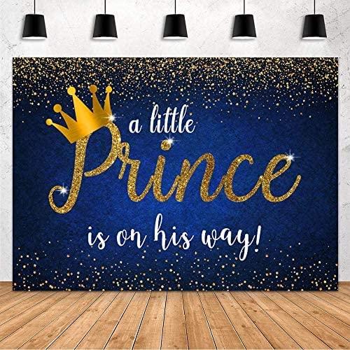 Prince Baby Shower Decoration Backdrop Royal Blue Gold Crown for Boy Baby Shower Party Photography Background - Decotree.co Online Shop
