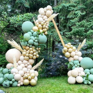 154pcs Avocado Green Balloon with Blush Balloons Gold Balloons and Macaron Gray Balloons for Wedding Birthday Party Baby Shower - Decotree.co Online Shop