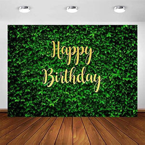 Green Leaves Happy Birthday Backdrop for Jungle Safari Party Decorations Photography Background - Decotree.co Online Shop