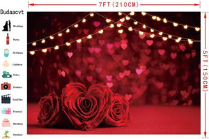 Valentine's Backdrop Red Rose Flower Love Hearts Photo Background Glitter Hearts Backdrops - Decotree.co Online Shop
