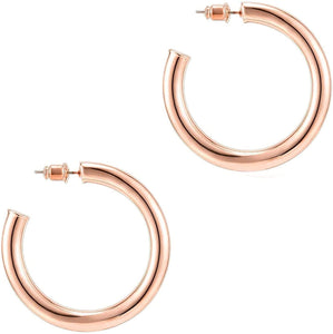 14K Gold Colored Lightweight Chunky Open Hoops - Decotree.co Online Shop
