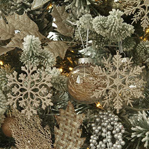 Plastic Christmas Glitter Snowflake Ornaments Christmas Tree Decorations, 4-inch, Set of 36 - Decotree.co Online Shop