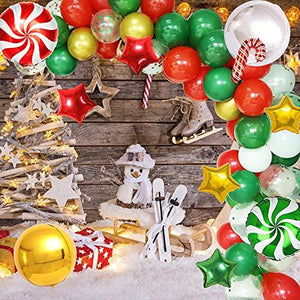 Christmas Confetti Balloon Garland Kit Garland Arch 135 pcs Colorful Party Balloons for New Year Party Decoration Supplies (Red Green Gold) - Decotree.co Online Shop