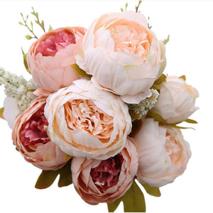 Vintage Artificial Peony Silk Flowers Bouquet Home Wedding Decorations - Decotree.co Online Shop