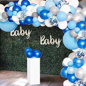 135 Pieces Blue Balloon Garland Arch Kit - White Blue Silver and Blue Confetti Latex Balloons - Decotree.co Online Shop