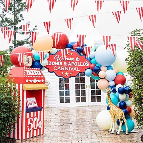 120pcs Red and White Striped Pennant Banner Flags, Party Supplies for Carnival Circus, Kids Birthday - Decotree.co Online Shop