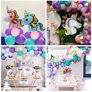 138Pcs Pastel Unicorn Birthday Balloons Arch Kit 12''10''5'' Purple Pink Tiffany Blue Balloons Set with Rainbow Unicorn Balloons Happy Birthday Balloons for Baby Shower Girls Birthday Party Supplies - Decotree.co Online Shop