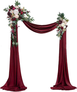 3pcs Wedding Arch Flowers Kit Artificial Wedding Flowers Garland with Sheer Fabric Drape - Decotree.co Online Shop