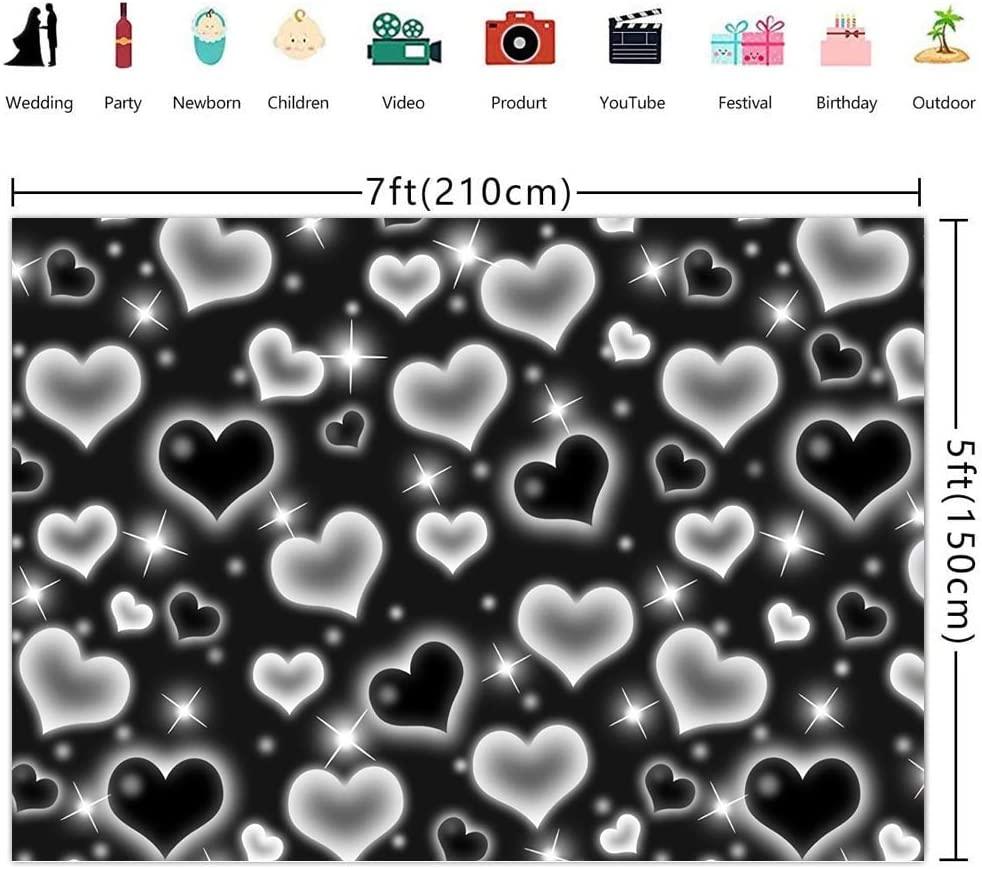 Black Heart Photo Backdrop Early 2000s Party Decorations Old School Backdrops Valentine's Day Glitter Heart - Decotree.co Online Shop
