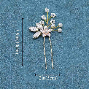 Crystal Bride Wedding Hair Pins Flower Bridal Head Piece Pearl Hair Accessories for Women and Girls (Pack of 3) - Decotree.co Online Shop