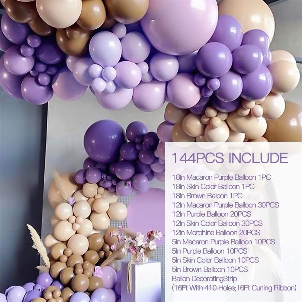 147PCS 18In 12In 5In Macaron Purple Skin color Brown Morphine Balloon Arch Garland For Women ,Baby Shower, Engagement, Wedding, Birthday Party - Decotree.co Online Shop
