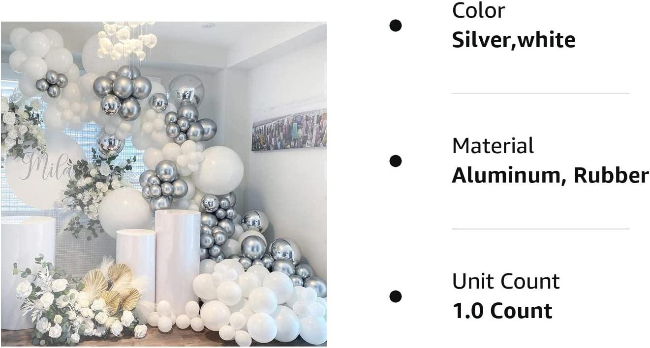 139 Pieces White Silver Balloon Arch Garland Kit, Latex Balloons for Baby Shower Wedding Birthday Graduation - Decotree.co Online Shop
