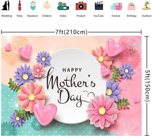 Mother's Day Pink Flowers Love Backdrop Happy Mothers Day Party Photography Backdrop - Decotree.co Online Shop