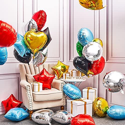 30 pcs 18 Inch Mylar Star Balloons, Heart Balloons, Round Balloons, Balloon for Party, Starry Night Party, Twinkle Twinkle Little Star Shower, Happy Birthday Party Decorations - Decotree.co Online Shop