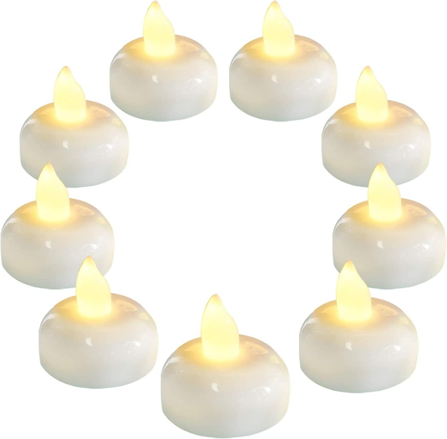 24pcs Waterproof Flameless Floating Tealights, Warm White Battery Flickering LED Tea Lights Candles - Decotree.co Online Shop