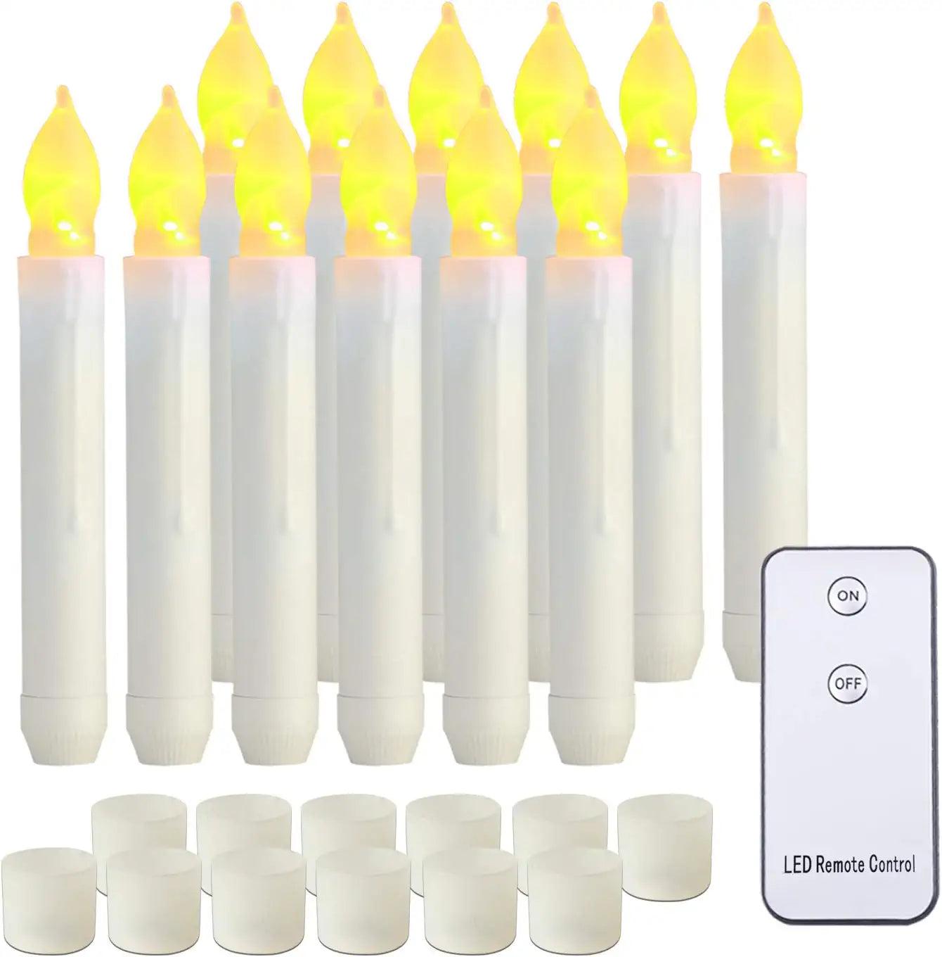 LED Batteries Operated Taper Candles with Remote, Flickering Light Flameless Taper Window Candles - Decotree.co Online Shop