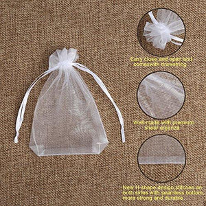 100PCS Premium Sheer Organza Bags, White Wedding Favor Bags with Drawstring - Decotree.co Online Shop