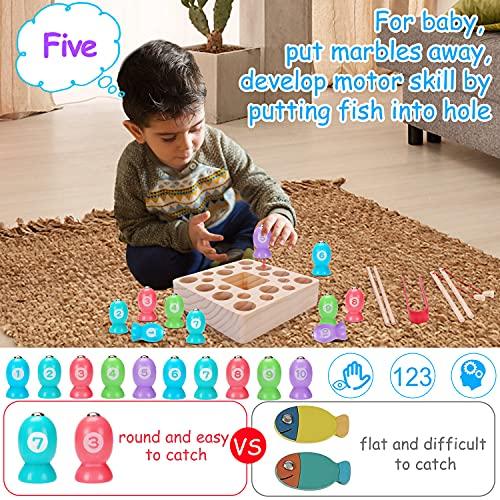 Montessori Toys for Toddlers Wooden Fishing Game Fine Motor Skill Autism Toys Occupational Therapy Learning Magnet Fishing Pole Clamp Chopsticks Preschool Math Game for Kids Age 3 4 5 6 Year Old - Decotree.co Online Shop