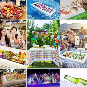 2 PCS Inflatable Serving Bars Ice Buffet Salad Serving Trays Food Drink Holder Cooler Containers Indoor Outdoor BBQ Picnic Pool Party Supplies Luau Cooler w Drain Plug - Decotree.co Online Shop