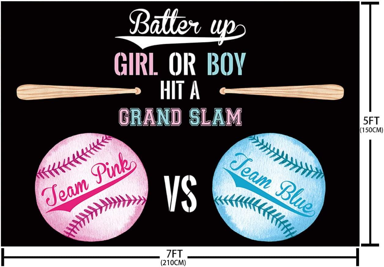 Baseball Gender Reveal Backdrop Girl or Boy Black Team Pink or Team Blue Sports Themed Photography Background - Decotree.co Online Shop