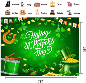 Happy St. Patrick's Day Backdrop Spring Bokeh Sequins Lucky Green Shamrock Photography Background - Decotree.co Online Shop