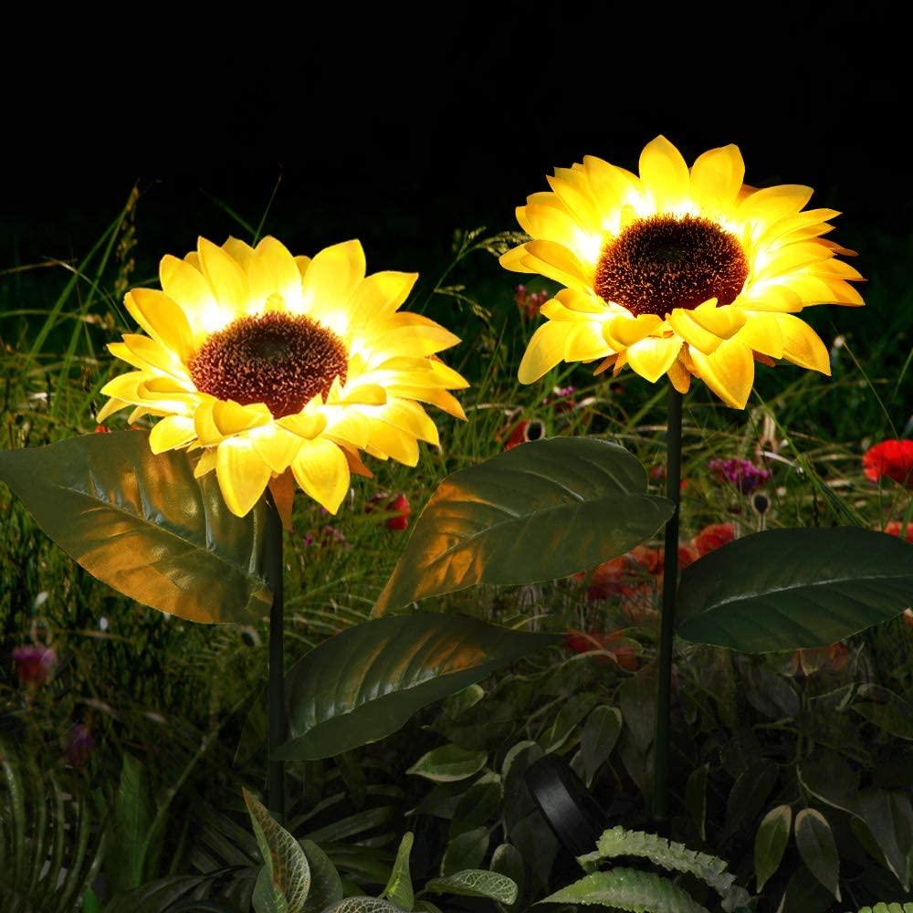 Outdoor Sunflower Solar Garden Decor Yard Stake, 26'' Decorative Lights for Garden Patio - Decotree.co Online Shop