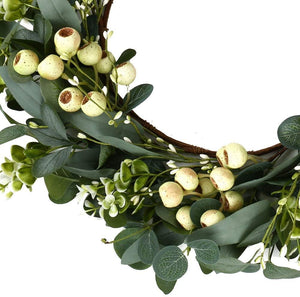 20inch Green Eucalyptus Wreath,Artificial Eucalyptus Leaves Wreath with Big Berries - Decotree.co Online Shop