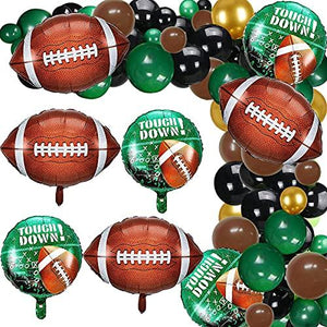 Football Party Balloon Garland Kit, 104 Pcs Black Gold Green Brown Balloons Arch Football Shaped Foil Balloons for Football Theme Party Super Sunday Touchdown Party Decoration - Decotree.co Online Shop