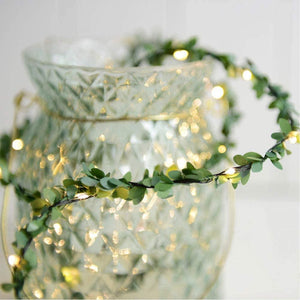 10ft Green Leaves Garland LED Fairy Lights, String Lights, 30 LEDs Lights Strands, Wedding Vine Lights - Decotree.co Online Shop