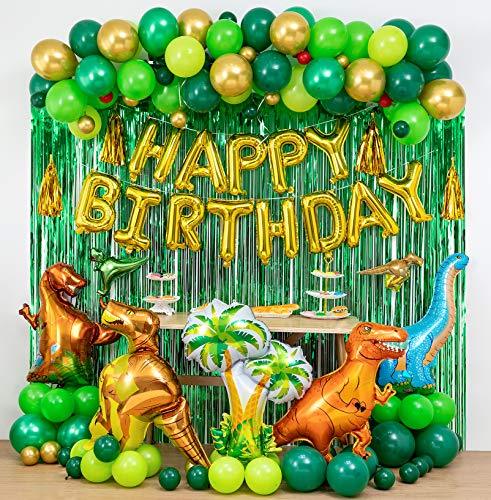Dinosaur Birthday Party Decorations&Balloons Arch Garland Kit(Gold,Green),Dinosaurs Balloons,Happy Birthday Balloons,Curtains,for Dino Themed Kid's Party,Shower - Decotree.co Online Shop