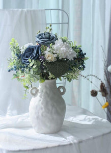 Real Looking Dusty Blue Foam Fake Roses with Stems for DIY Wedding Bouquets Bridal Shower Centerpieces Artificial Flowers - Decotree.co Online Shop