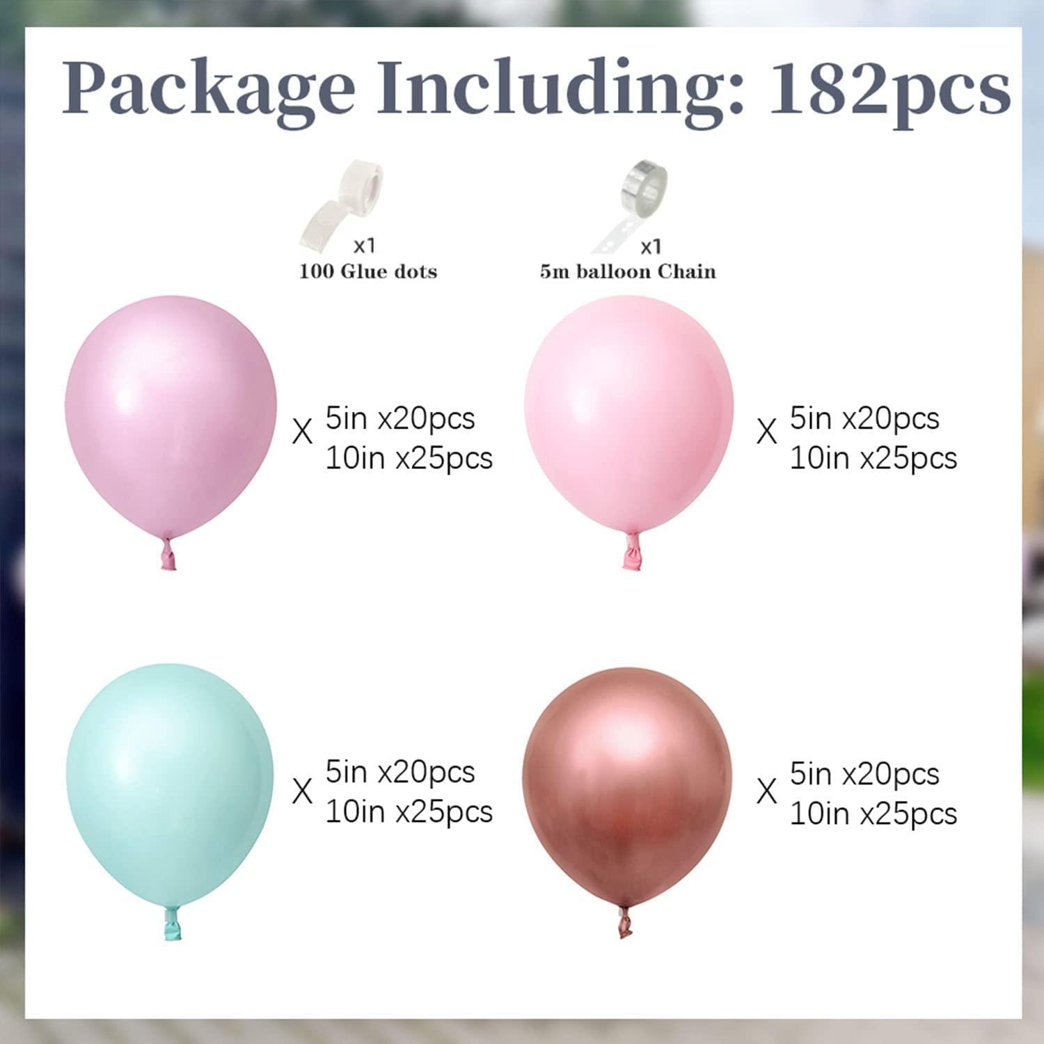 182pcs Rose Gold Pink Balloon Arch Kit Lavender Balloon Garland Latex Pastel Green Light Pink Purple Party Balloons for Bridal Shower - Decotree.co Online Shop