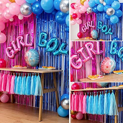 Boy Or Girl Gender Reveal Party Decoration Set Balloons Arch Garland Kit(Blue  Silver Pink Gold),Foil Balloons,Metallic Fringe Curtains,18 in gender reveal  balloons,Paper tassel Garland –  Online Shop