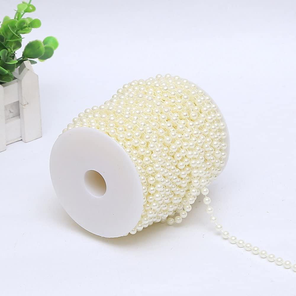 5mm Ivory Faux Pearl Beads Garland Pearl Bead Roll Strand for Wedding Party Decoration, 200 Feet Roll - Decotree.co Online Shop