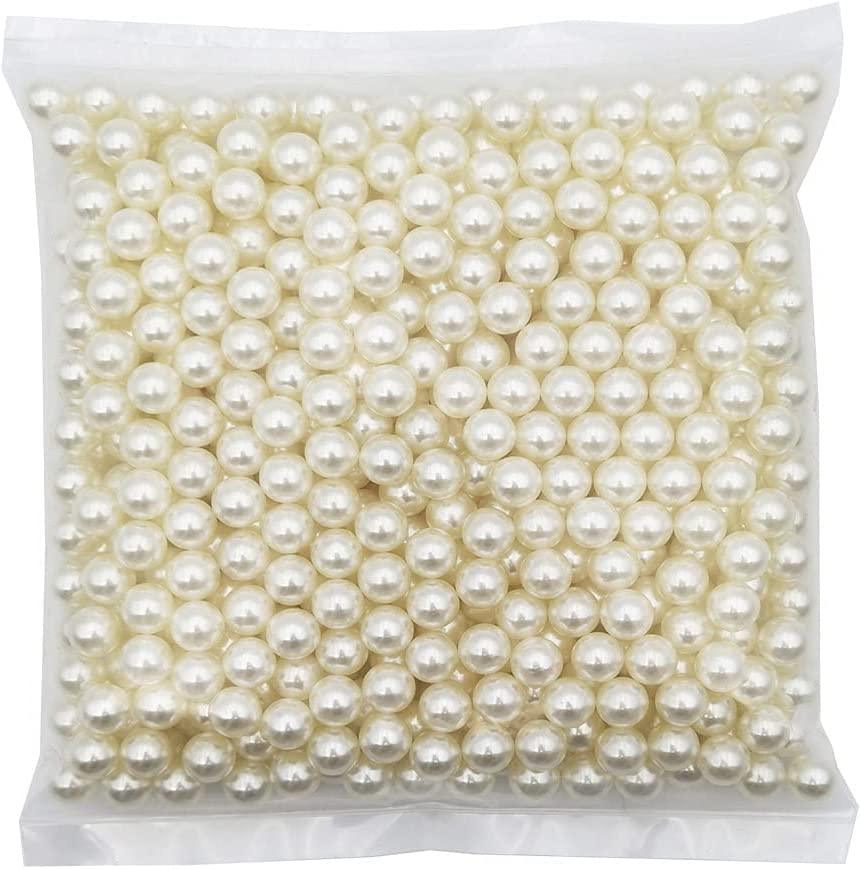 1100pcs Ivory Undrilled ABS Art Faux Pearls for Vase Fillers, Imitation Round Pearl Beads for Table Scatter Home Wedding Decoration - Decotree.co Online Shop