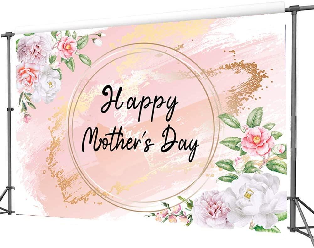 Happy Mother's Day Backdrop Pink Flower Background Mother Festival Party Decoration Banner - Decotree.co Online Shop