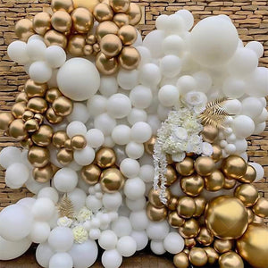 135PCS 18In 12In 5In Metallic Gold Balloon Arch Garland For Festival Picnic Family Engagement, Wedding, Birthday Party, Gold Theme - Decotree.co Online Shop