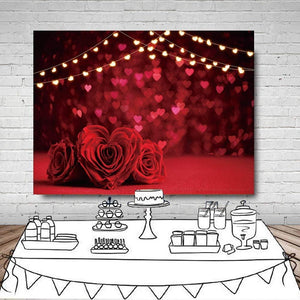 Valentine's Backdrop Red Rose Flower Love Hearts Photo Background Glitter Hearts Backdrops - Decotree.co Online Shop